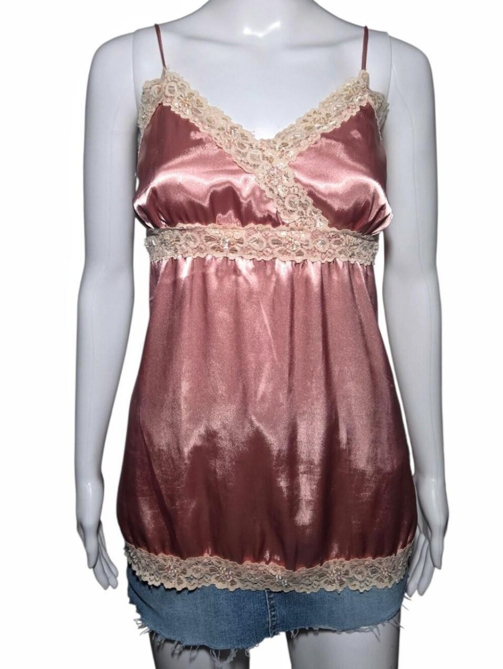 Y2K Fairy Satiny Beaded Lacey Cami